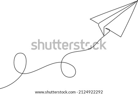 Paper plane craft - Mail sending concept. Continuous one line drawing. Minimalistic vector illustration.