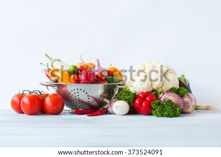 Similar – Image, Stock Photo Fresh ripe vegetables for salad cooking