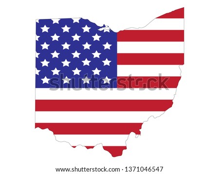 vector illustration of Ohio map with american flag  