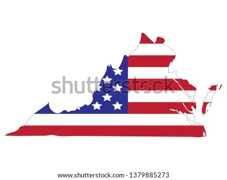 vector illustration of Virginia map with american flag 