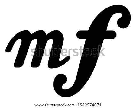 vector illustration of Black music dynamic Mezzo-forte symbol on white background