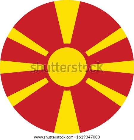 vector illustration of Circle flag of North Macedonia on white background