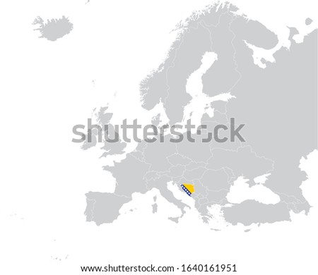 vector illustration of Map of Bosnia and Herzegovina with national flag