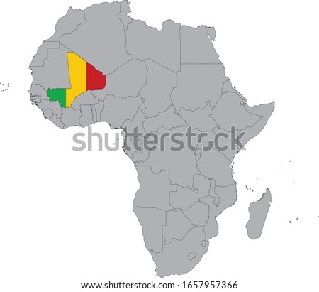 vector illustration of Map of Mali with national flag