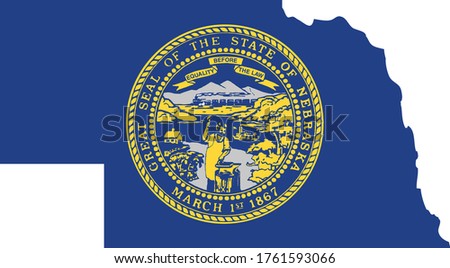 vector illustration of Map of US state of Nebraska with flag