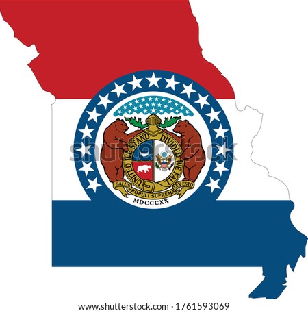 vector illustration of Map of US state of Missouri with flag