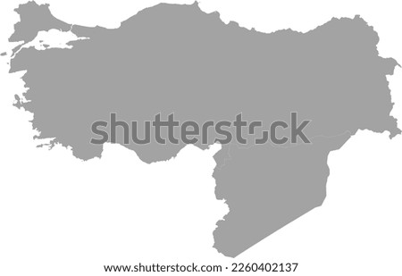 Gray Map of Turkey and Syria