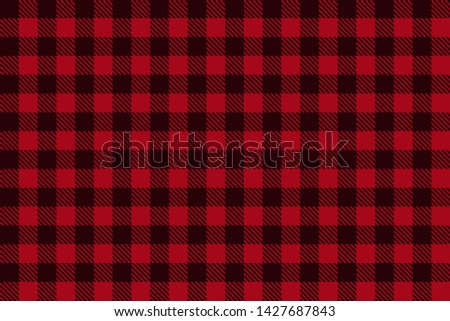 Red Black Lumberjack plaid seamless pattern. Texture for plaid, tablecloths, clothes, shirts, dresses, paper, bedding, blankets, quilts and other textile products. Vector EPS 10