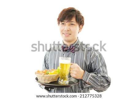 Smiling Asian waiter