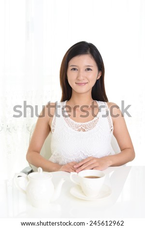 Woman who enjoy the tea time