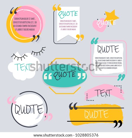 Quote blank template. Design elements, circle business card, paper sheet, information, text  for your design.