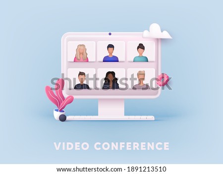 3D Web Vector Illustrations.  Teleconference web video conference. 