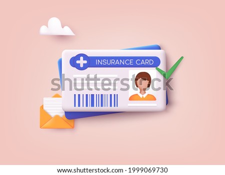 Medical insurance card icon. 3D Web Vector Illustrations.
