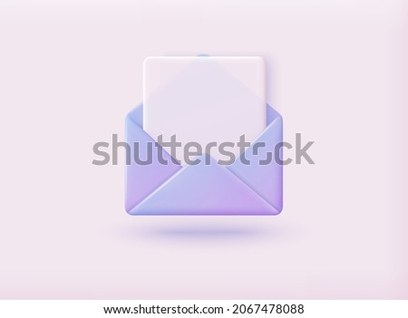 Envelope with paper documents icon. 3D Vector Illustrations.