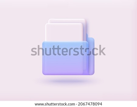 Files folder with paper documents icon. 3D Vector Illustrations.