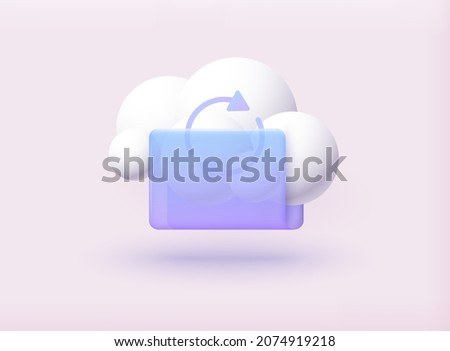 Cloud storage icon. Digital file organization service or app with data transfering. 3D Web Vector Illustrations. Foto d'archivio © 