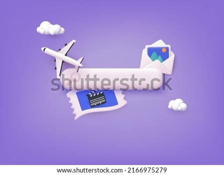 Online booking design concept for mobile phone: hotel, flight, car, tickets. 3D Web Vector Illustrations. 