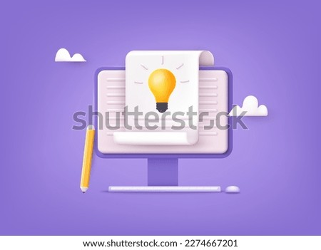 Creative writing and storytelling, education concept. Copywriting, writing icon. 3D Web Vector Illustrations. 