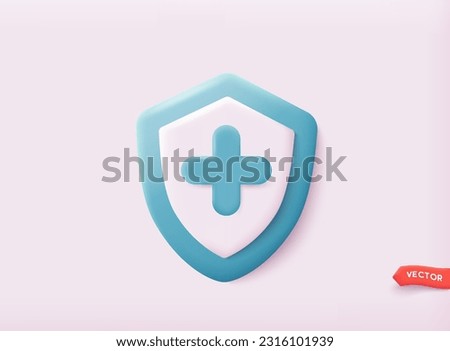 Shield icon. Health care concept. Health insurance concept. Immune system shield. 3D Web Vector Illustrations.