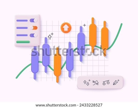 Stock market investment trading graph in graphic concept. 3D Vector Illustrations.