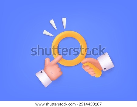 Searching icon concept. Discovery, research, search, analysis concept. 3d magnifying icon vector rendering illustration.