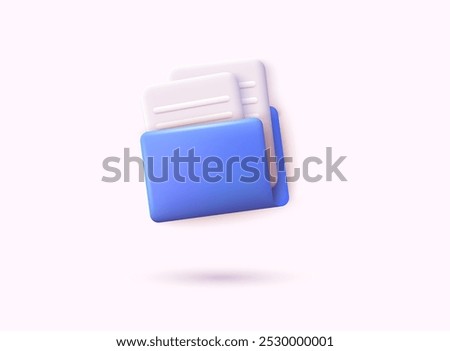 3d document folder for management multimedia  file. 3D Vector Illustrations.