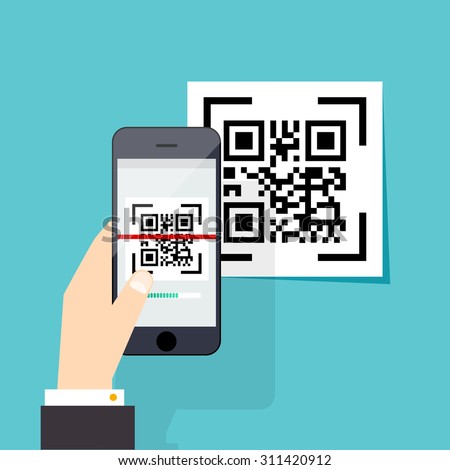Scan QR code  to Mobile Phone. Electronic , digital technology, barcode. Vector illustration.