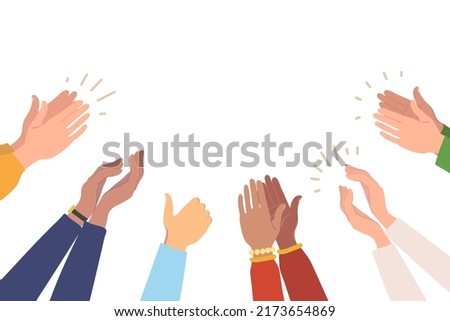 People applaud. Human hands clapping. Ovation illustration Congratulation and support. Thumbs up hand. Vector.