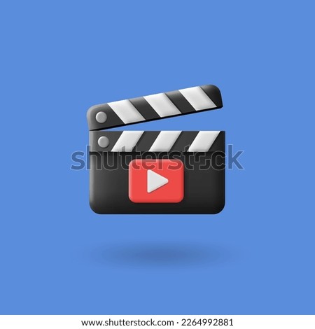 Movie clapper icon. Clapperboard sign. Film clapper board. Cinema production or media device. Vector 3d