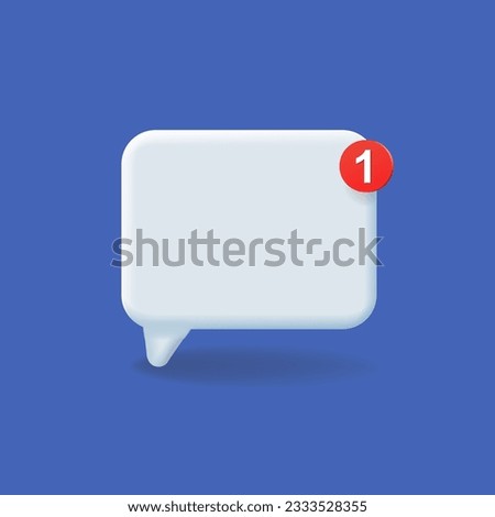 Message empty bubble white with notification icon. Chat notification. Unread message. 3d vector