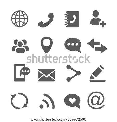 Contact communication icons set vector