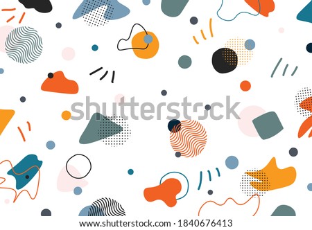 Abstract doodle memphis design of free shapes elements decorative artwork background. Use for ad, poster, artwork, template design, print. illustration vector eps10