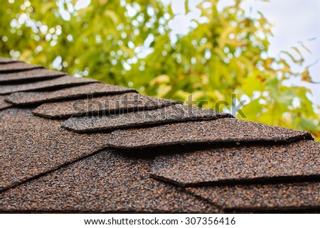 roof of house on background of sky and  tree