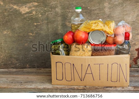 Donation box with food.  Foto d'archivio © 