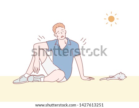 Similar – Image, Stock Photo Tired boy and cat sleeping on bed