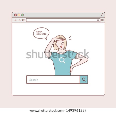 Browser Search Website Page. Hand drawn style vector design illustrations.