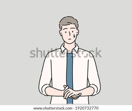 Embarrassed man. Bad man. Hand drawn style vector design illustrations.