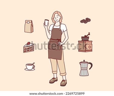 Similar – Image, Stock Photo Cup of delicious coffee with milk and crackers on table