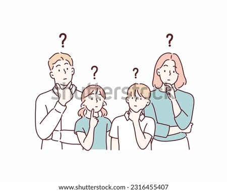 Family questions. Hand drawn style vector design illustrations.