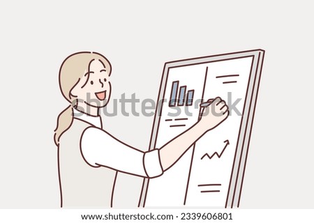 teacher writing on blackboard in classroom. Hand drawn style vector design illustrations.