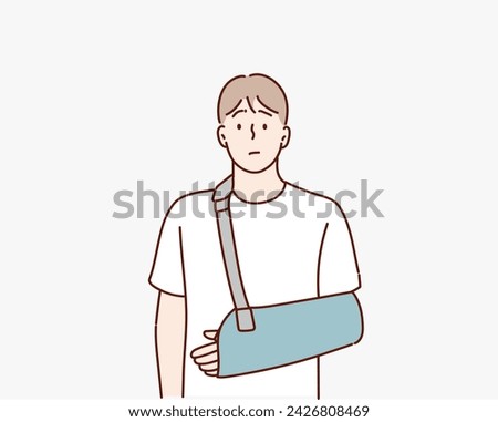 man with broken hand. Hand drawn style vector design illustrations.