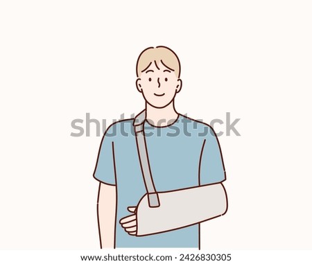 man with broken hand. Hand drawn style vector design illustrations.