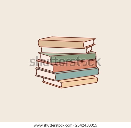 Pile of books vector illustration. Stack of books, Book school library. Hand drawn style vector design illustrations.