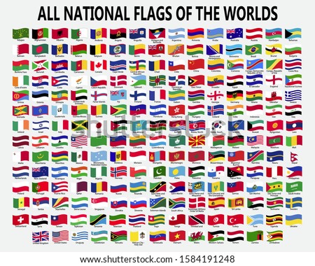 All national waving flags of the worlds.