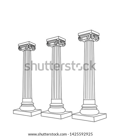 sketch three pillars vector, white background
