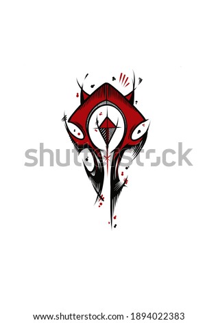 Horde Logo Art Tattoo Design Illustration Trash Polka Grunge Punk Gaming. Stock fotó © 