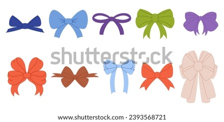 Elegant Hand Drawn Flat Organic Ribbon Bows. Modern Style Adds a Contemporary Touch to Decorations. Discover a Large Set of Bowties for Your Creative Projects.