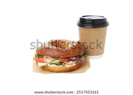 Similar – Image, Stock Photo Vegetable bagel sandwich on wooden table