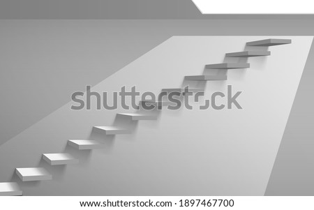 Image, Stock Photo ladders on white room at construction site. Painting walls. Home improvement, renovation
