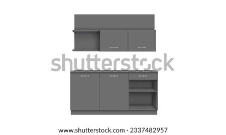 black kitchen cabinet on the white background